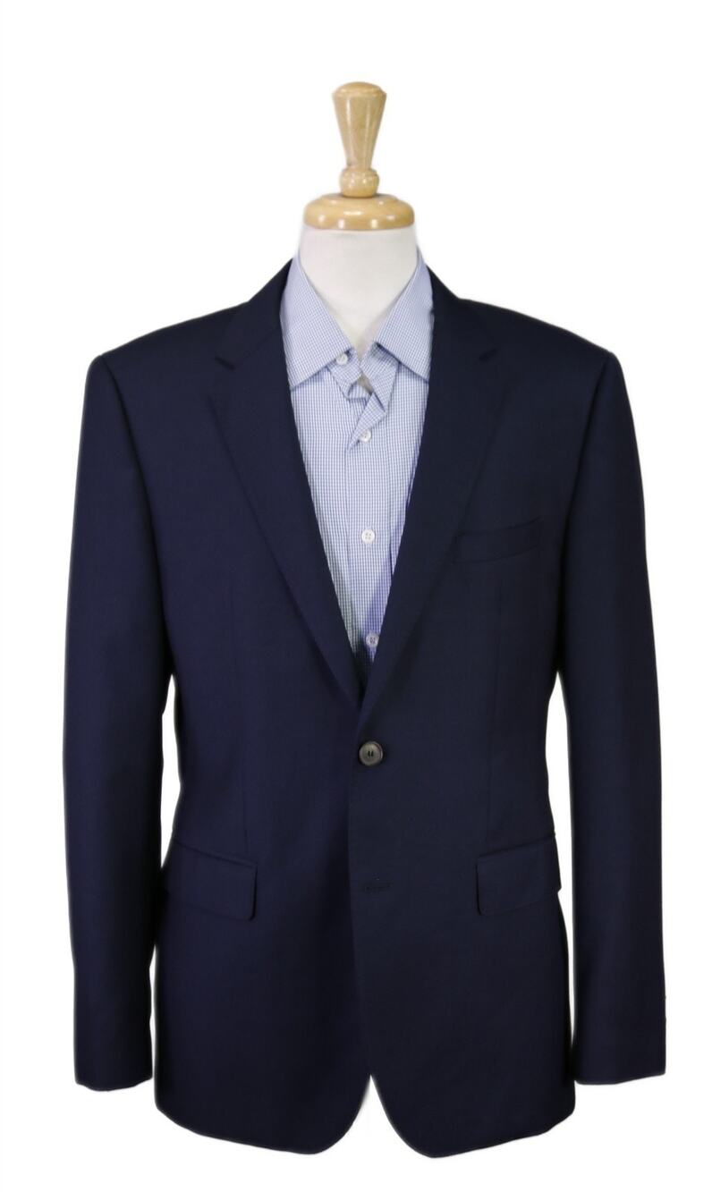 Hugo Boss Navy Woven Wool 2-Btn Blazer Jacket 40R